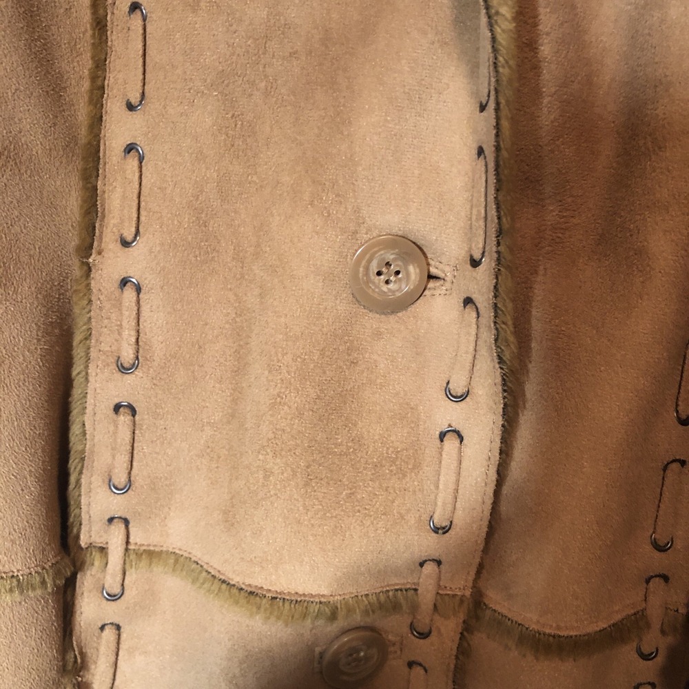 Dennis Basso Brown Faux Suede Button Front Jacket Hippie Vibes 70's - Picture 4 of 5